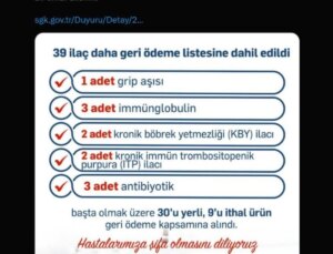 39 ilaç daha geri ödeme listesine alındı