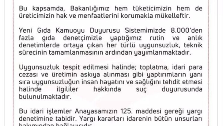 Besin Kontrolleri Artıyor, Uygunsuzlukları Bildirme Sistemi Kuruldu
