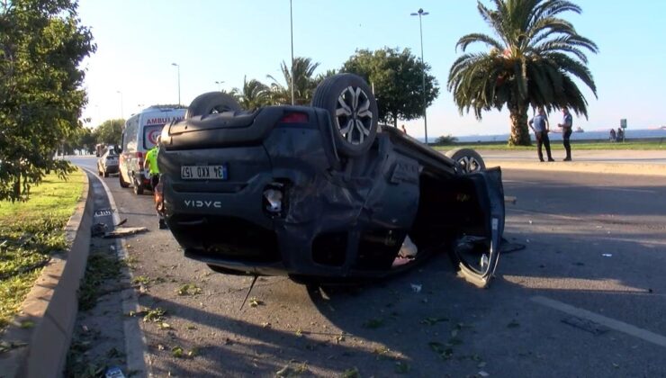 Kartal’da araba refüjdeki ağaca çarpıp takla attı: 1 yaralı